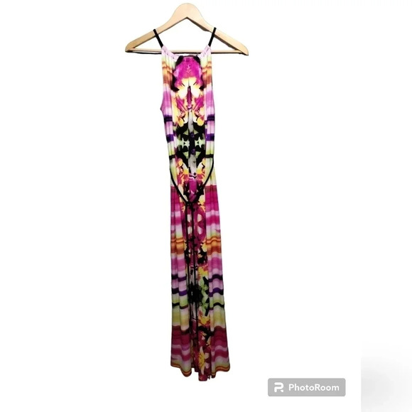Boston Proper Batik Halter Maxi Dress size 8 Floral Vacation Beach Travel Resort - Picture 7 of 7